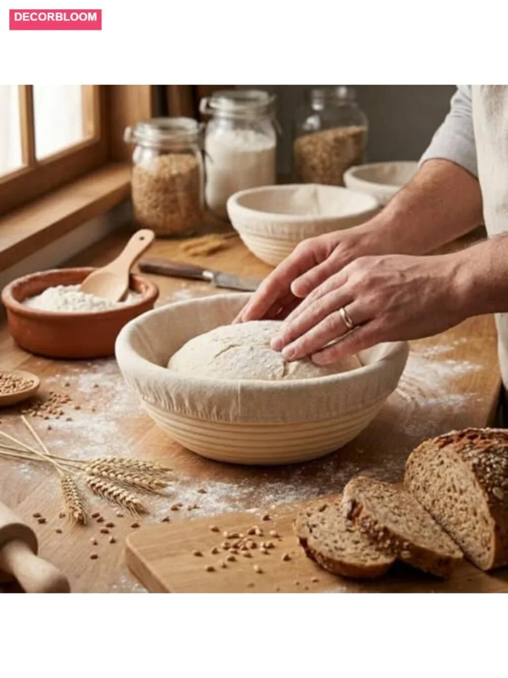 Banneton Bread Proofing Basket Set 2 Pack 10 Inch Round with Liners